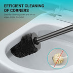 Toilet Brush and Holder, 2 Pack Toilet Bowl Brush with Long Handle, Easy to Hide, Drip-Proof, Easy to Assemble, Deep Cleaning Black
