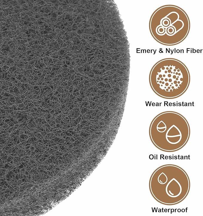 HARFINGTON 24pcs Scrubber Scouring Pads 800 Grits 5 Inch Drill Power Brush Hoop and Loop Surface Conditioning Disc Drill Scuffing Disc Scrub Pads for Home Kitchen Cleaning, Gray