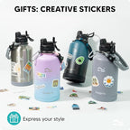 Swigina Insulated Water Bottle with Silicone Boot (36hrs Cold/18hrs Hot) - DIY Stickers, [2-in-1 Lid], BPA Free, 64 oz