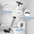 Air Plunger for Drain, High Pressure Air Drain Blaster with Visual Barometer Stainless Steel Toilet Clog Remover Toilet Unclogger Plungers for Bathroom, Toilets, Sink, Kitchen, Clogged Pipe
