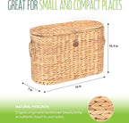 SIEUSALEVN Toilet Paper Storage, Water Hyacinth Baskets with Lid, Toilet Paper Baskets for Storage Holder 6 Rolls, Papers Basket with Built-in Handles for Organizer, Bathroom Accessories Organizer