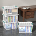 6-Pack Clear Plastic Storage Bins with Lids, 35 Quart Latch Storage Box