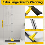 Floor Squeegee for Concrete and Tile Cleaning, 30'' Heavy Duty Rubber Wiper with 60'' Long Adjustable Handle Water Scraper for Bathroom Shower Glass Garage Glass Window(Yellow