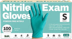 SUP Powder-Free Nitrile Gloves, 100 Count Food Safe Latex-Free Disposable Gloves for Medical Cooking Cleaning Food Prep, Teal