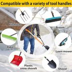 Universal Snow Shovel Handle, Back Saver Handle Attachment for Snow Shovel, Ergonomic Elasticity Handle Extension Universal Fit for Shovels Rakes, Weed Eater, String Trimmer, Gardening Tools