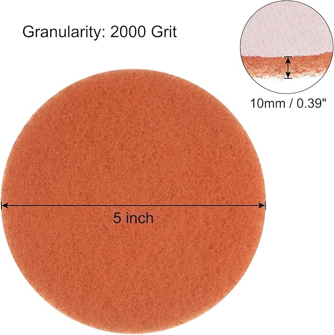 HARFINGTON 10pcs Drill Power Brush 5 inch Tile Scrubber Scouring Pads 2000 Grit for Bathroom Kitchen Household Cleaning