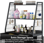 STIKELY Laundry Hamper Laundry Basket with 3 Section Pull-Out Rolling Bags & 2-Tier Storage Shelf, Laundry Sorter for Organization and Storage with 2 Drawers for Laundry Room, Bathroom
