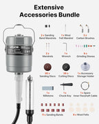 VEVOR Flex Shaft Grinder, 150W 23000RPM Electric Flex Shaft Rotary Tool, Foot-Pedal Control Hanging Carver Grinder with 112PCS Accessory Kit for Sanding Buffing Polishing Cutting