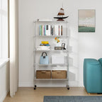 FDW Adjustable Storage Shelves 5-Tier Wire Shelving Unit Heavy Duty Metal Shelves with Wheels 14”Dx30”Wx61”H Storage Shelf Rack for Home Kitchen Commercial, Chrome