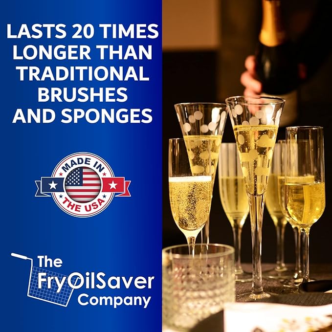 Set of 3 Glassware Cleaning Brush Kit - Non-Scratch, Foam Wine Glass Cleaning Brush Set for Glassware, Decanter, Mug, Stemware - for Home, Restaurant, Bar, Hotel - by FryOilSaver Co.