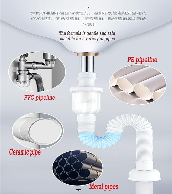 YIZHONG Fast-Acting Foaming Drain Cleaner Powder - Powerful Unclogging for Kitchen Sink and Toilet Pipes