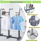 Floor Standing Metal Garment Rack - Heavy Retail Display Racks With Wheels, 6 Arms Clothing Rack, Square Tubing Portable Shirt Racks, Merchandise Display For Hanging Clothes (Black)