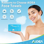AIDEA XL Face Towels Disposable-200Ct (4 Box), Clean Facial Cloths, Facial Cleansing Wipes for Sensitive Skin, Face Towelettes for Makeup Removing, Nursing, Travel, Dry Wipes 9.84"×11.81"