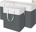 TasticTotes laundry basket 3-Pack, laundry hamper, Hamper with handles, collapsible laundry baskets, Waterproof dirty clothes hamper, Towel Storage for Home or Dorm, 125L-Grey