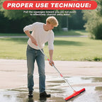 Water Broom & Floor Squeegee Scrubber with 51" Adjustable Pole & EVA Foam Blade – Indoor/Outdoor Use for Garage, Patio, Bathroom, Tile, Marble