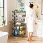 SINGAYE Shelf Closet Wire Shelving：Adjustable Metal Unit for Laundry Room Organization Bathroom Kitchen Home Storage with Wheels Pantry Rack Shelves
