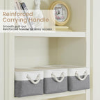 Storage Baskets for Shelves 13.8x9.8x6.7 Inch-Foldable Fabric Organizing Storage Bins with Handles, Closet & Bathroom Organizer, Home Storage for Kitchen, Office (1-Pack, White&Gray)