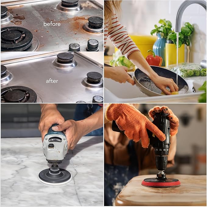 uxcell 16 Pcs 2.6 Inch Nylon Hoop Scrubbing Pad 120/240 Grits Scrubber Scouring Pads Hoop and Loop Surface Conditioning Drill Scuffing Disc, Green/Brown/Blue/White