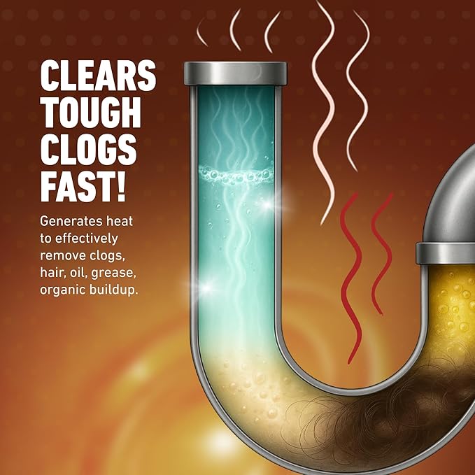 HVAC Guys Drain Dissolve 2PK | AC Drain Line Cleaner & Unclogger | Heat Generating Alkaline Formula | Prevents Overflow | Clears Hair, Grease, Gunk - 32oz