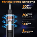 TanSon Mini Electric Screwdriver Set,3.7V Precision Screwdriver Set 66 in 1 Magnetic Drill,HD Display,5 Torque Settings,4 LED Lights, Portable Repair Tool Kit for Computer,Phone, Watch,Camer,Glasses