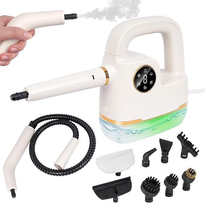 STEAM CLEANER Handheld [One Click Clean] Steamer for Cleaning 10-in-1 High Pressure Steam Cleaner for Home/Car Detailings/Fabric etc. Separate Design|Digital Display|Two Cleaning Methods
