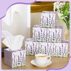 12 Pack Fall Lavender Facial Tissues Cube Boxes 600 Sheets 3 Ply Small Purple Flower Floral Face Tissues Bulk for Autumn Car Bedroom Supplies