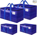 FabSpace Moving Storage Bags, Moving Supplies Packing Boxes for Moving, Camping, College Dorm Room Essentials for Girls, Blue Tote Bags, Heavy-Duty Storage Bins With Lids And Zippers, 93L 4 Pack