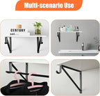 10 Pack Heavy Duty Closet Shelf & Rod Brackets, Wall Mounted Closet Shelf Brackets, 11 x 9.45 Inch Closet Shelf Brackets with Rod Support, Black
