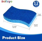 12 Count Non-Scratch Dish Sponges Kitchen, Long Lasting Cleaning Sponges for Dishes,Dual Sided Kitchen Sponges, Cleans Fast Without Scratching, Easy to Dry and Reusable-Blue