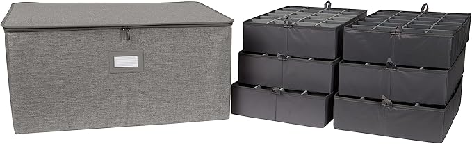 Covermates Keepsakes - Adjustable Zip-Top Storage Box - Configurable FlexGrid Compartments - Heavy Duty Polyester- Reinforced Handles - Stackable Design - Indoor Storage, Grey Heather