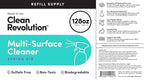 Clean Revolution Multi Surface Cleaner Refill Supply, Non-Toxic, Eco-Friendly & Plant-Based, Ready to Use, Spring Air, 128 Fl Oz (Pack of 4)