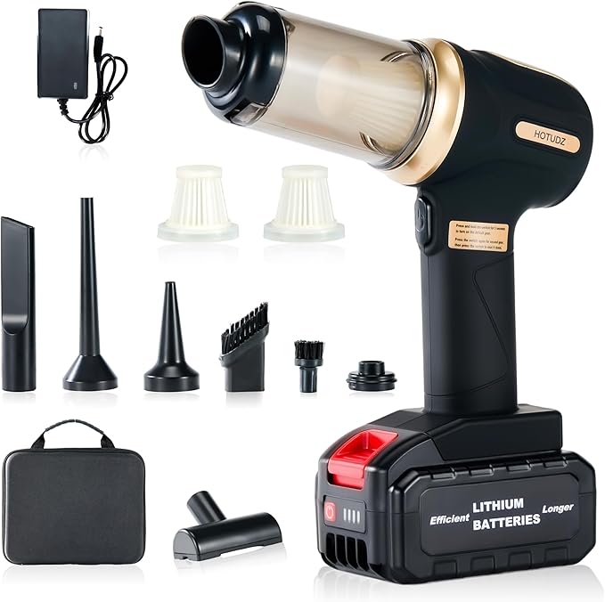 Portable Cordless Car Vacuum Cleaner, 17.5KPa/25KPa Powerful Handheld Rechargeable Mini Vacuum for Seats, Floor Mats, Pet Hair & Crevices