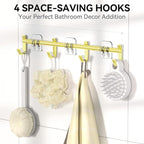 YASONIC Shower Caddy, 6 Pack Large Capacity Bath Organizer with Soap Holder and 12 Hooks, Rustproof Shower Shelves for Inside Shower, No Drilling&Sleek Bathroom Organizers and Storage Gold