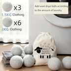 6 Pack Wool Dryer Balls Laundry Reusable Anti Static, Cotton Balls Wool Laundry Balls for Dryer Reduces Clothing Wrinkles Natural Fabric Softener Last 1000+ Loads (Grey, 2.75 in/7 cm)