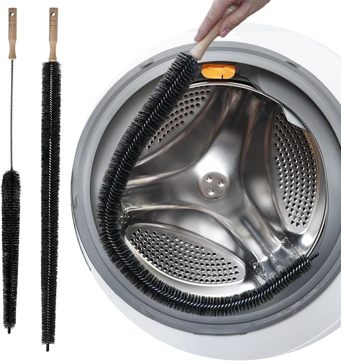 2 Pack Dryer Cleaner Vent Brush,Washing Machine Brush Dryer Vent Cleaning Kit, Clean Dryer Vents with Long Flexible Vacuum Brush and Lint Brush