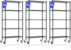 3 Pack 5 Tier Shelving Unit Wire Rack, Heavy Duty Adjustable Shelf Rolling Storage Shelves with Wheels, 14" D x 30" W x 60" H 750 lbs Capacity Kitchen Garage Pantry Shelves for Small Spaces