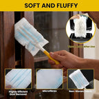 35 Pcs Duster Refills Compatible with Swiffer Duster, Dust Removal Brush Disposable Replacement Head with 2 Handles for Cleaning Blinds, Ceiling Fans