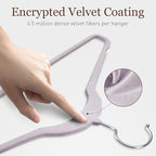 Velvet Hangers 100 Pack, Slim Non-Slip Clothes Hangers Space-Saving for Closet, Heavy Duty for Pants, Coats, Skirts, Jeans, Sweaters and More, Nylon-Flocked, Light Purple