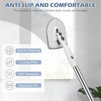 SetSail 4-in-1 Tile Tub Floor Scrubber with 52-inch Adjustable Long Handle Shower Cleaner Brush Comes with Window Scrubber and 3 Replacement Brush Heads for Cleaning Bathroom Tub Tile, White Grey