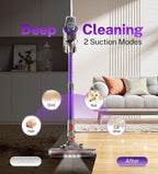 DEVOAC Cordless Vacuum Cleaner, Ultra-Lightweight Stick Vacuum, 2200mAh Battery Up to 40mins Runtime, 6 in 1 Powerful Handheld Vacuum for Home Hard Floor Carpet Pet Hair (Purple)