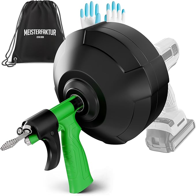 drain snake [50FT] - Auto Feed - Ideal plumbing snake for sink and drain unblocking - Solid drain auger for real DYIs!