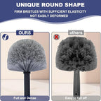 2 Pack Grey Twist-On Cobweb Duster Head Brush - Fits Standard 3/4 inch Threaded Poles, Attachment Spider Web Duster Brush for Outdoor & Indoor Cleaning