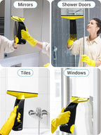 Rechargeable Window Vac, Power Window Vacuum Cleaner Set, Window Squeegee Electric Cleaning Tool for Windows, Tiles, Mirrors, 200ml Water Tank