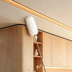 White Lambswool Extendable Duster, 32-98 Inch Bendable Wool Head with Anti-Static Properties and Stainless Steel Extension Pole for Ceiling Fans, High Walls, and Roof Dusting(one Pack)