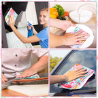 36 Pack Bright Flowers Reusable Cleaning Cloths Washable Cotton Kitchen Towels for Home (Nitid Color)