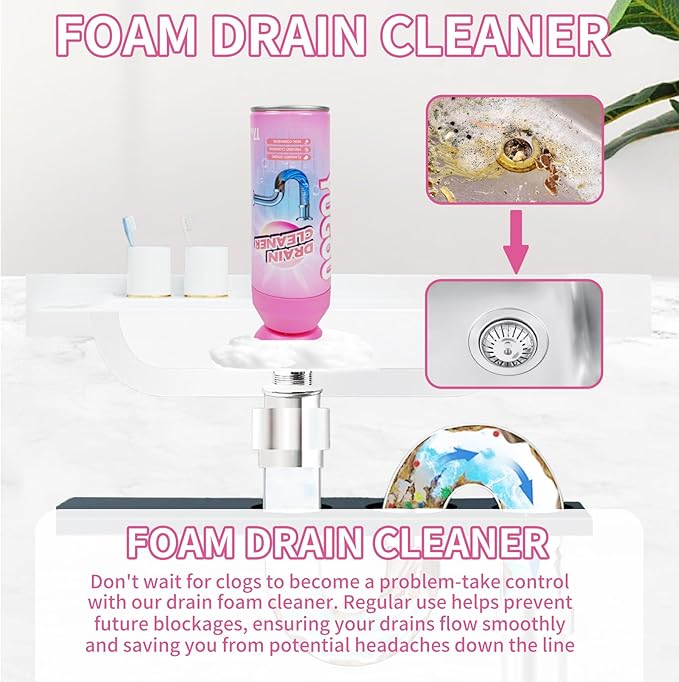 Foaming Drain Cleaner, Sink Cleaner and Deodorizer, Drain Clog Remover for Kitchen Sinks, Shower Drains, Tubs (2pcs)