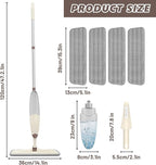 HOMTOYOU Wet Mop for Floor Cleaning: Microfiber Spray Mop with 4 Washable Pads for Cleaning Home Kitchen Multi-Surface Floors - 1Pcs 400+ML Refillable Bottle
