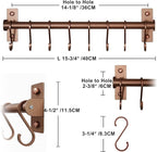 Dseap Kitchen Utensil Holder Hanger, Pot and Pan Rack Wall Mounted, Kitchen Rail with 8 Hooks for Hanging Cooking Utensils, Mugs, Spoons, Wall Mounted, Antique Copper New, Pack of 2