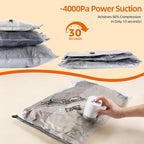 Vacuum Storage Bags For Clothes With Rechargeable Air Pump, 9 Pack Compression Packing Bags For Luggage, Space Saver Bags For Travel, Carry-On Size Vacuum Seal Bags For Dorm & Small Space Storage