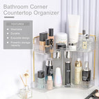 INVSSENE Corner Bathroom Countertop Organizer, Vanity Trays for Counter, Makeup Organizers, Perfume Tray, Kitchen Spice Rack, (Clear, 2 Tiers)